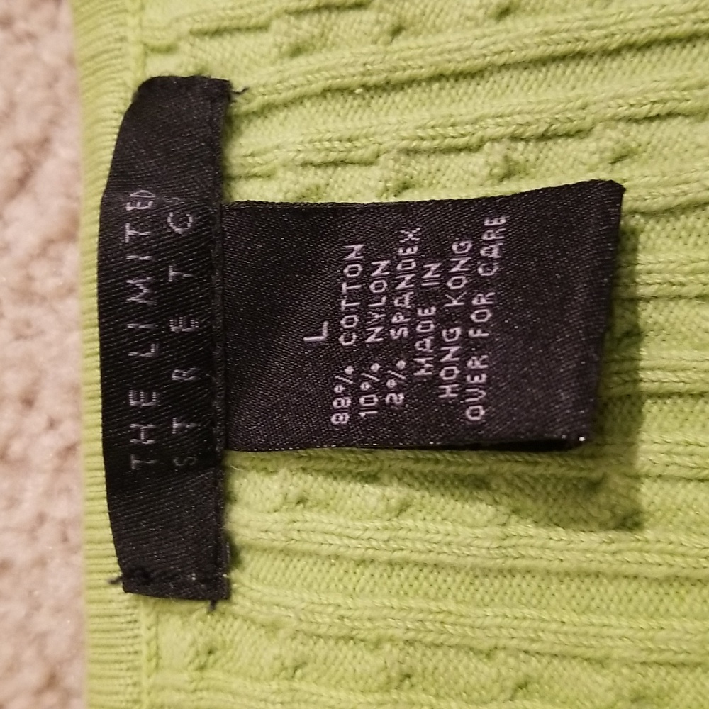 Vintage The Limited Lime Green Cable Knit Cardigan Sweater - Picture 4 of 5